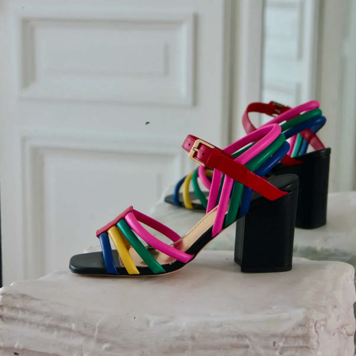 Camila 85 Multicolour Block Heel Sandals