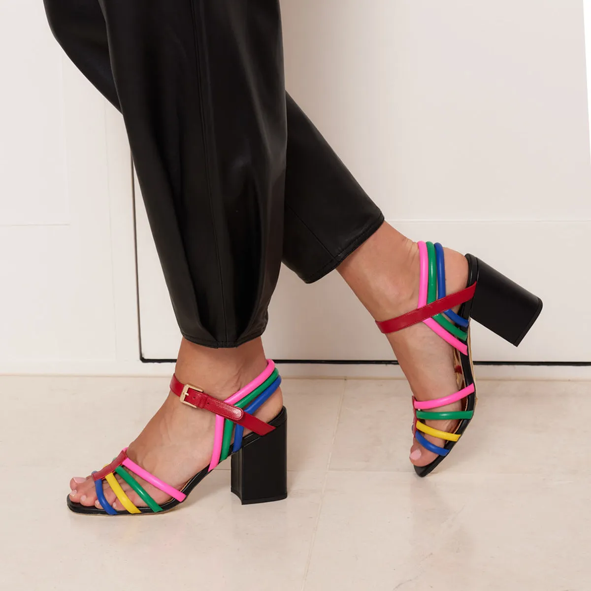 Camila 85 Multicolour Block Heel Sandals