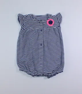 CARTERS BLUE STRIPED ROMPER 6M PRE-LOVED