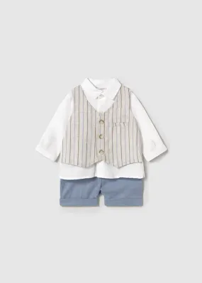 Completo Pantalone Corto Gilet Lino-Rivi