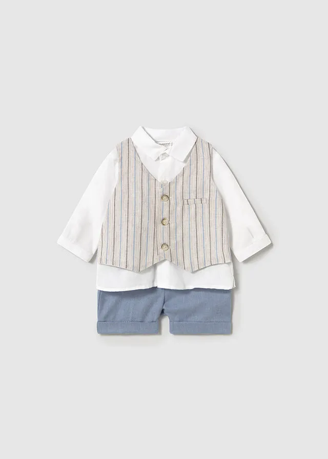 Completo Pantalone Corto Gilet Lino-Rivi