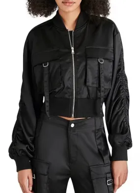 Costa Silk Utility Cropped Bomber Jacket