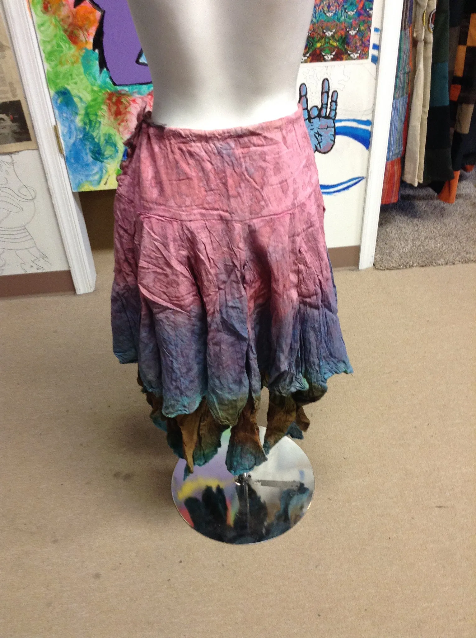 Cotton Tie Dye Button Pixie Skirt