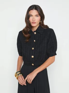 Cove Cropped Tweed Jacket Black - L'AGENCE