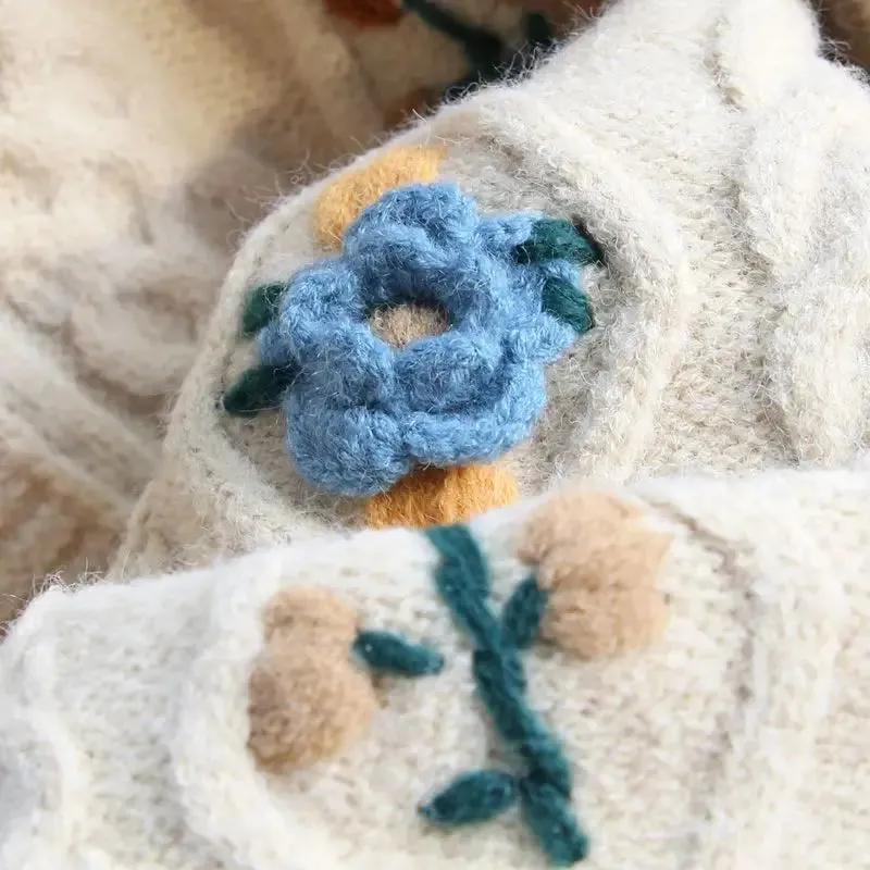 Crochet Knit Thickened Cardigan