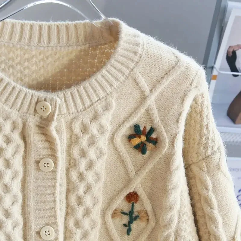 Crochet Knit Thickened Cardigan