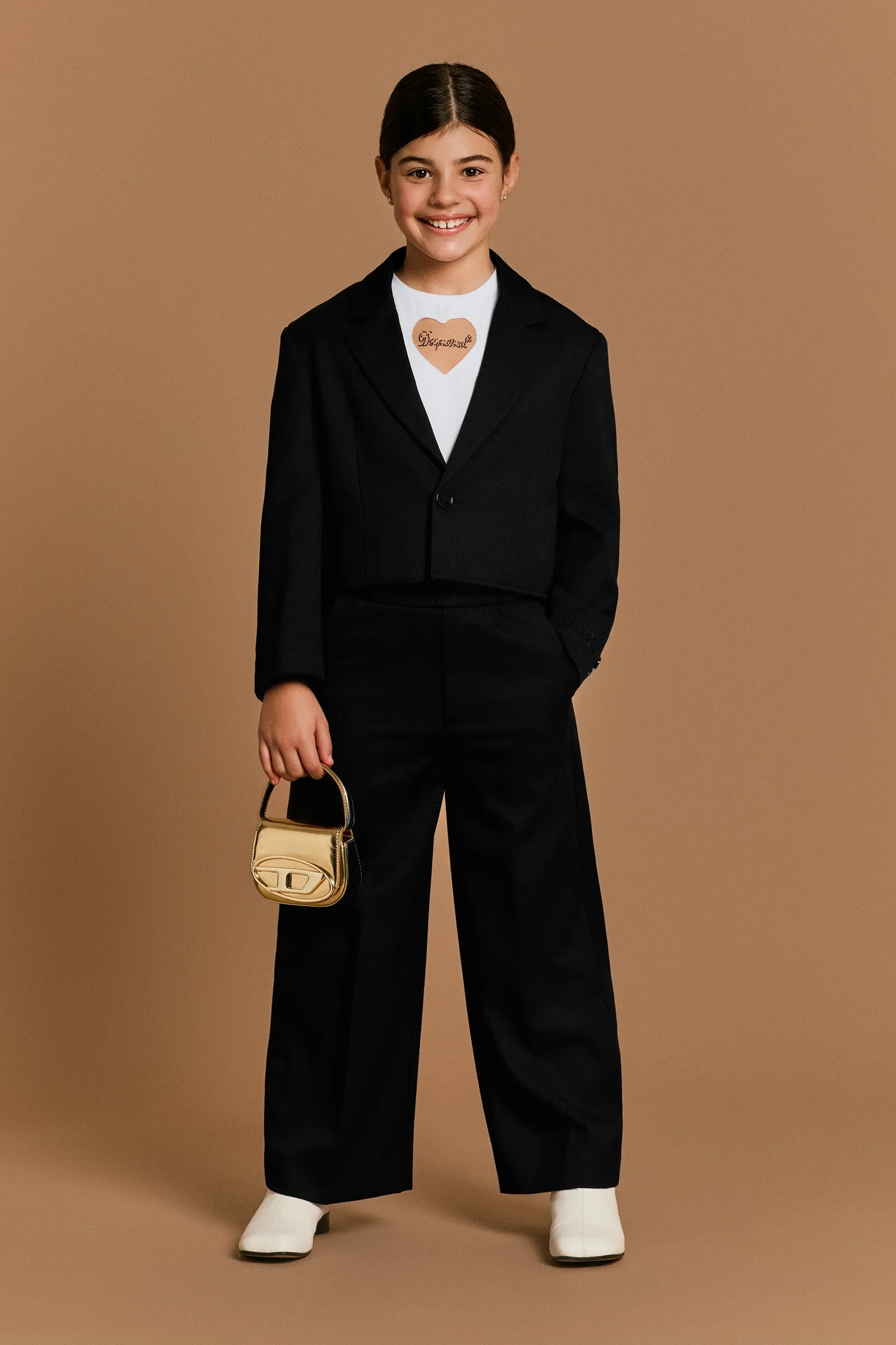 Cropped blazer jacket with raw cut hem