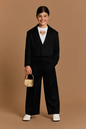 Cropped blazer jacket with raw cut hem