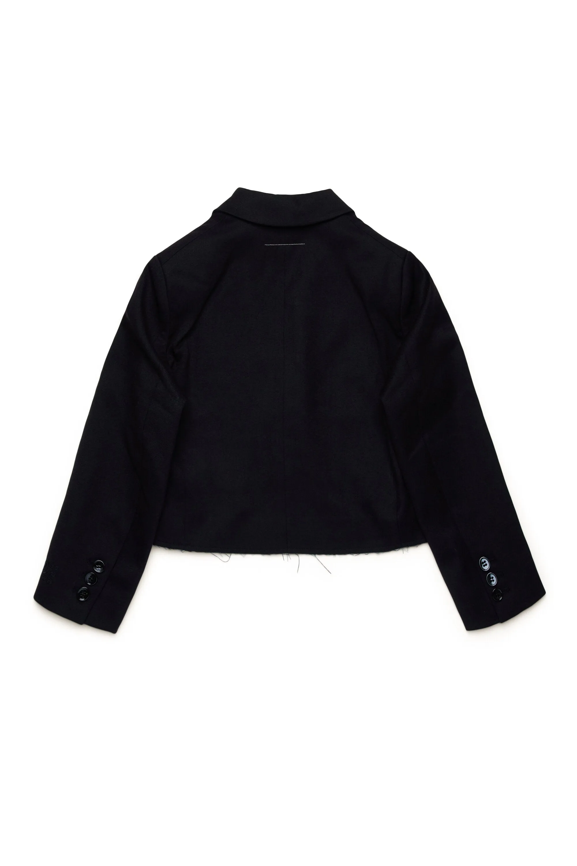 Cropped blazer jacket with raw cut hem