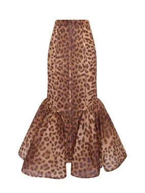 Crush Panelled Pencil Skirt (Leopard)