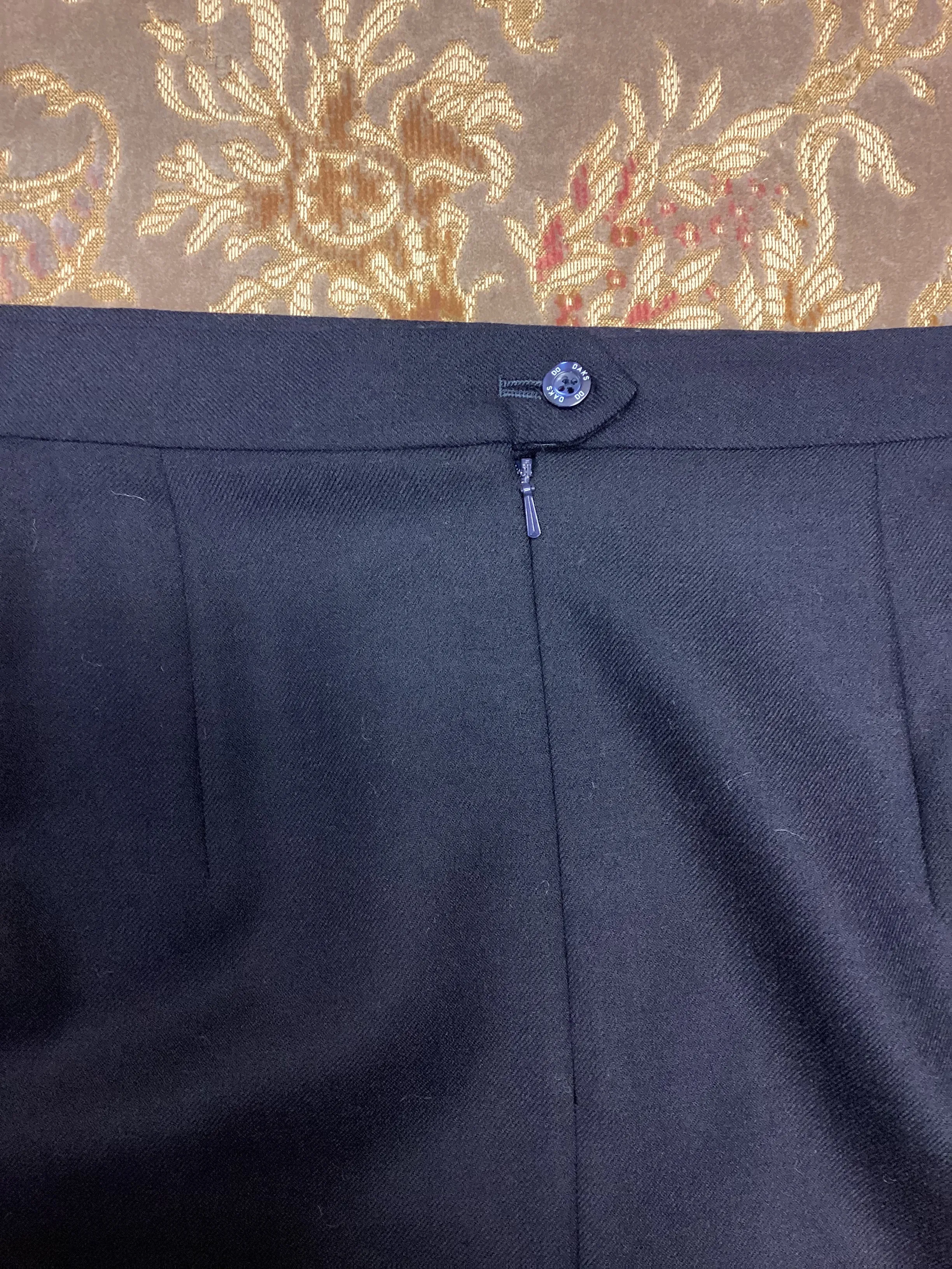 DAKS Signature Vintage Navy Blue Pure Wool Pencil Skirt Size 18