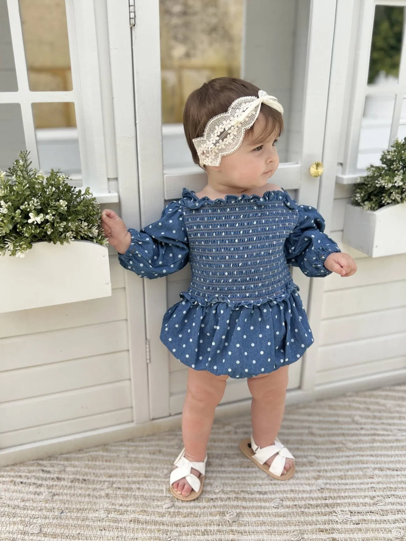 Denim Smock Romper_ 2 Colours