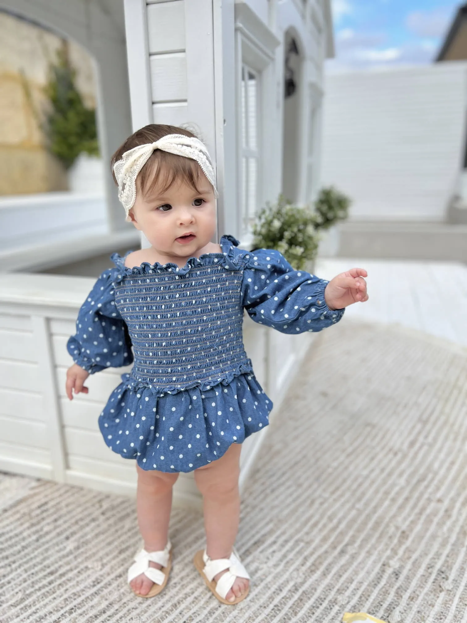 Denim Smock Romper_ 2 Colours