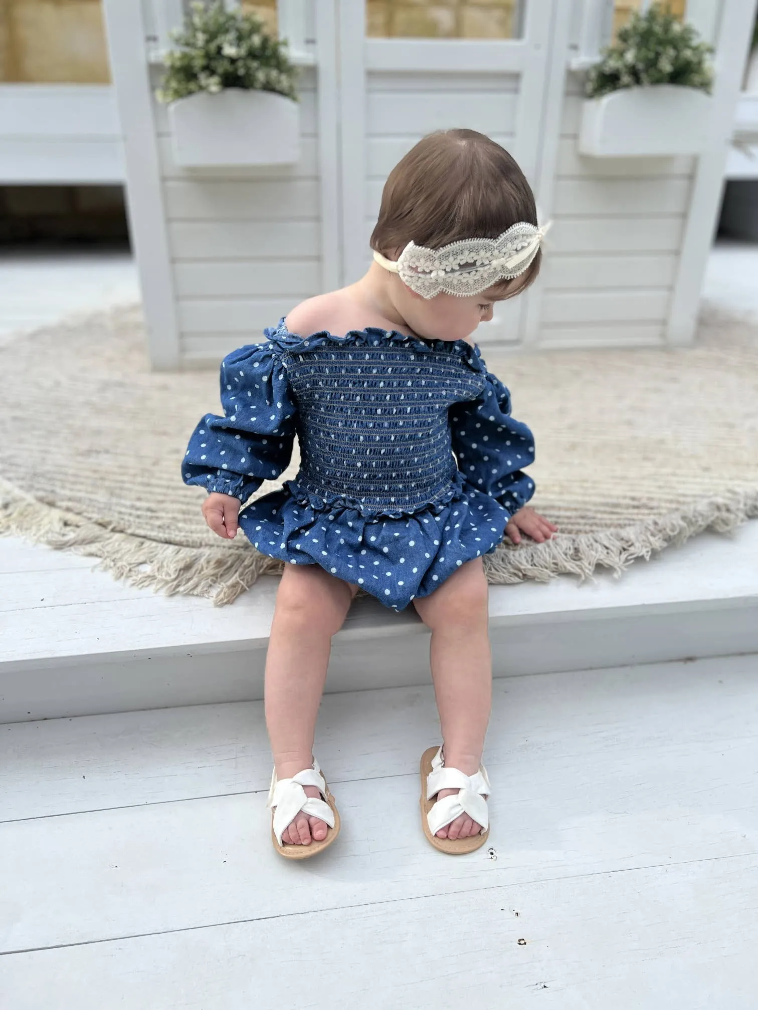 Denim Smock Romper_ 2 Colours