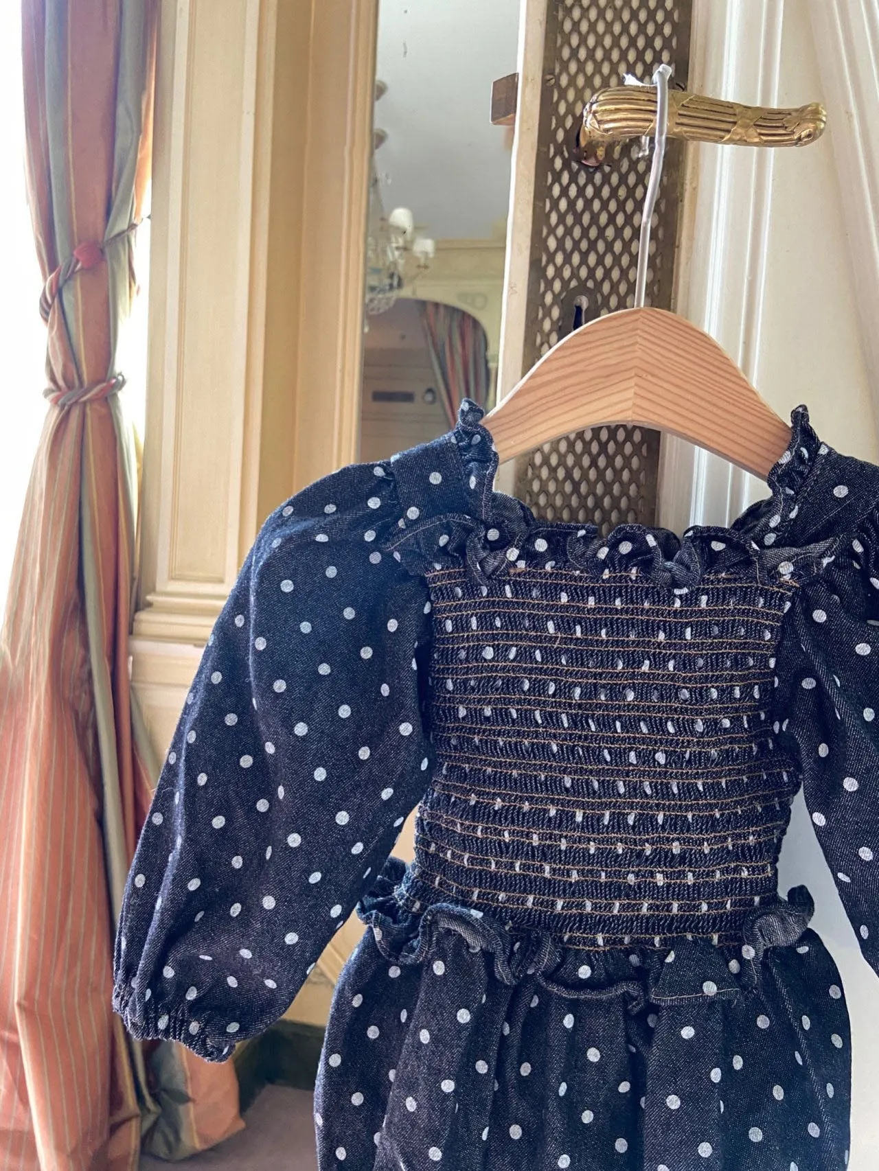 Denim Smock Romper_ 2 Colours