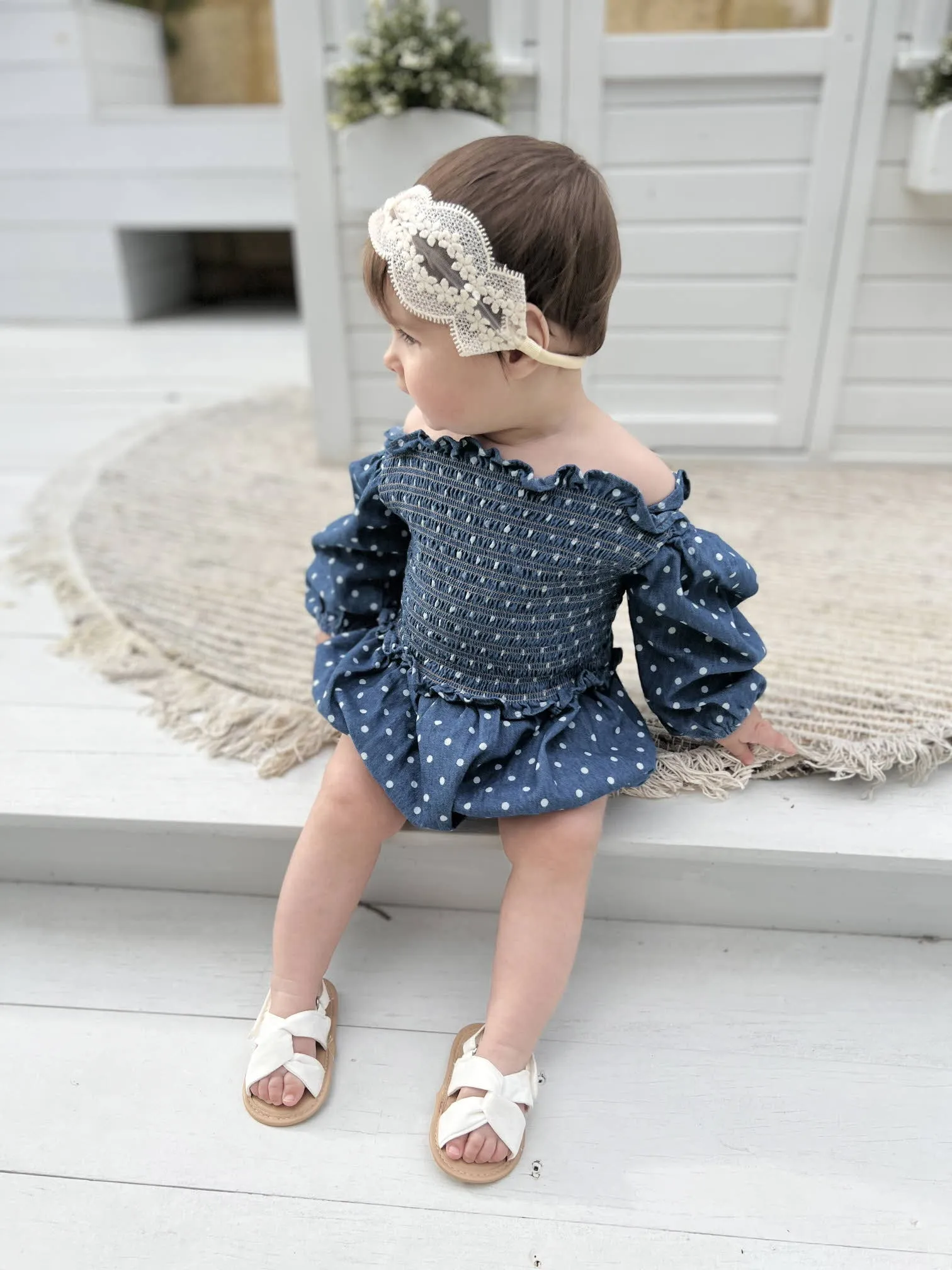 Denim Smock Romper_ 2 Colours