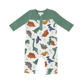 Dino Rocks Romper W/ Contrast Sleeve