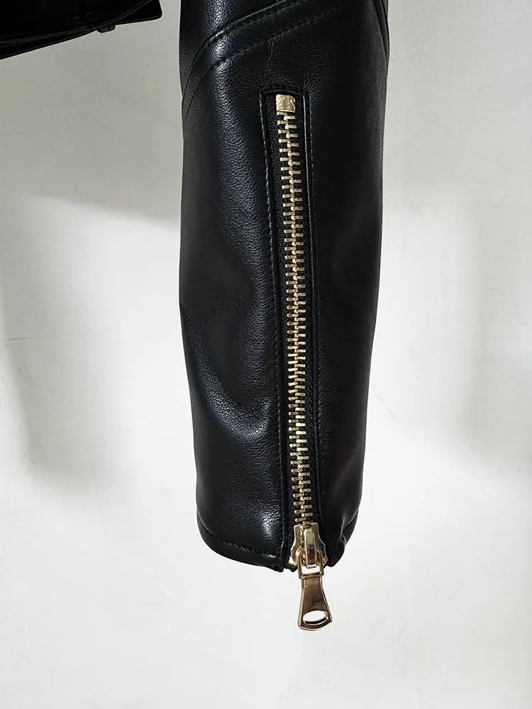 Double-Breasted Cropped Moto