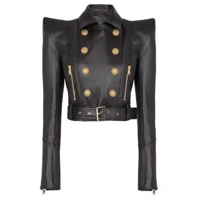 Double-Breasted Cropped Moto