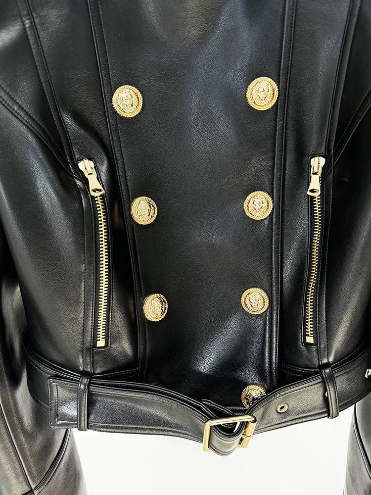 Double-Breasted Cropped Moto
