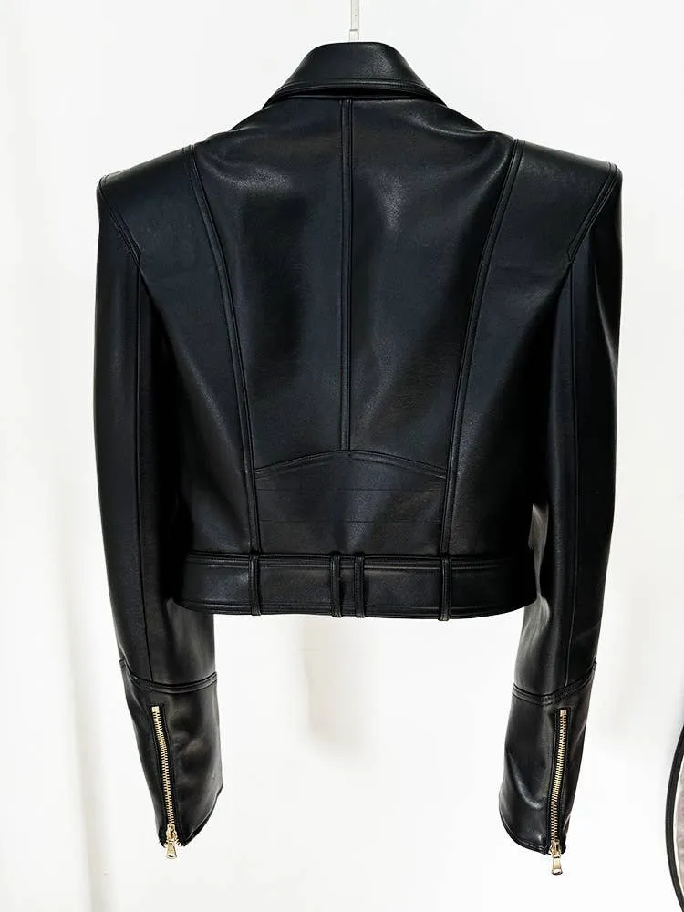 Double-Breasted Cropped Moto