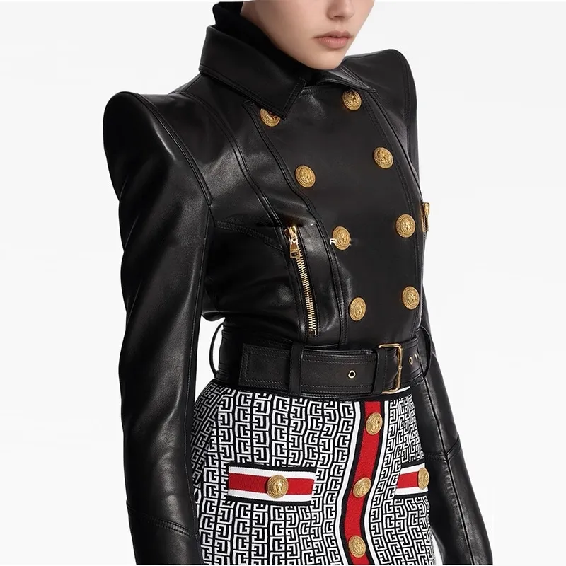 Double-Breasted Cropped Moto