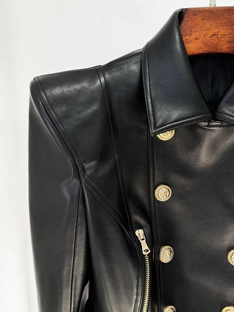 Double-Breasted Cropped Moto