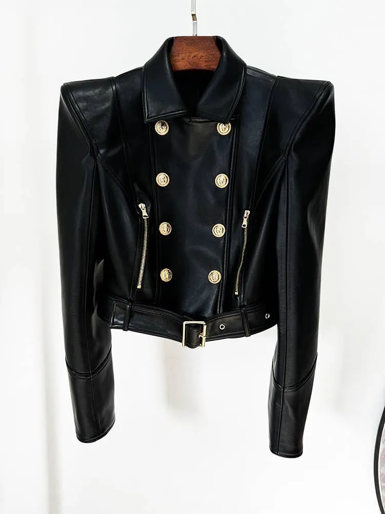 Double-Breasted Cropped Moto