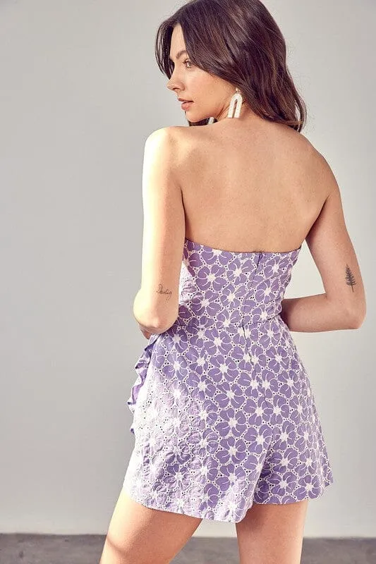 EYELET RUFFLE ROMPER