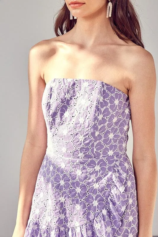 EYELET RUFFLE ROMPER
