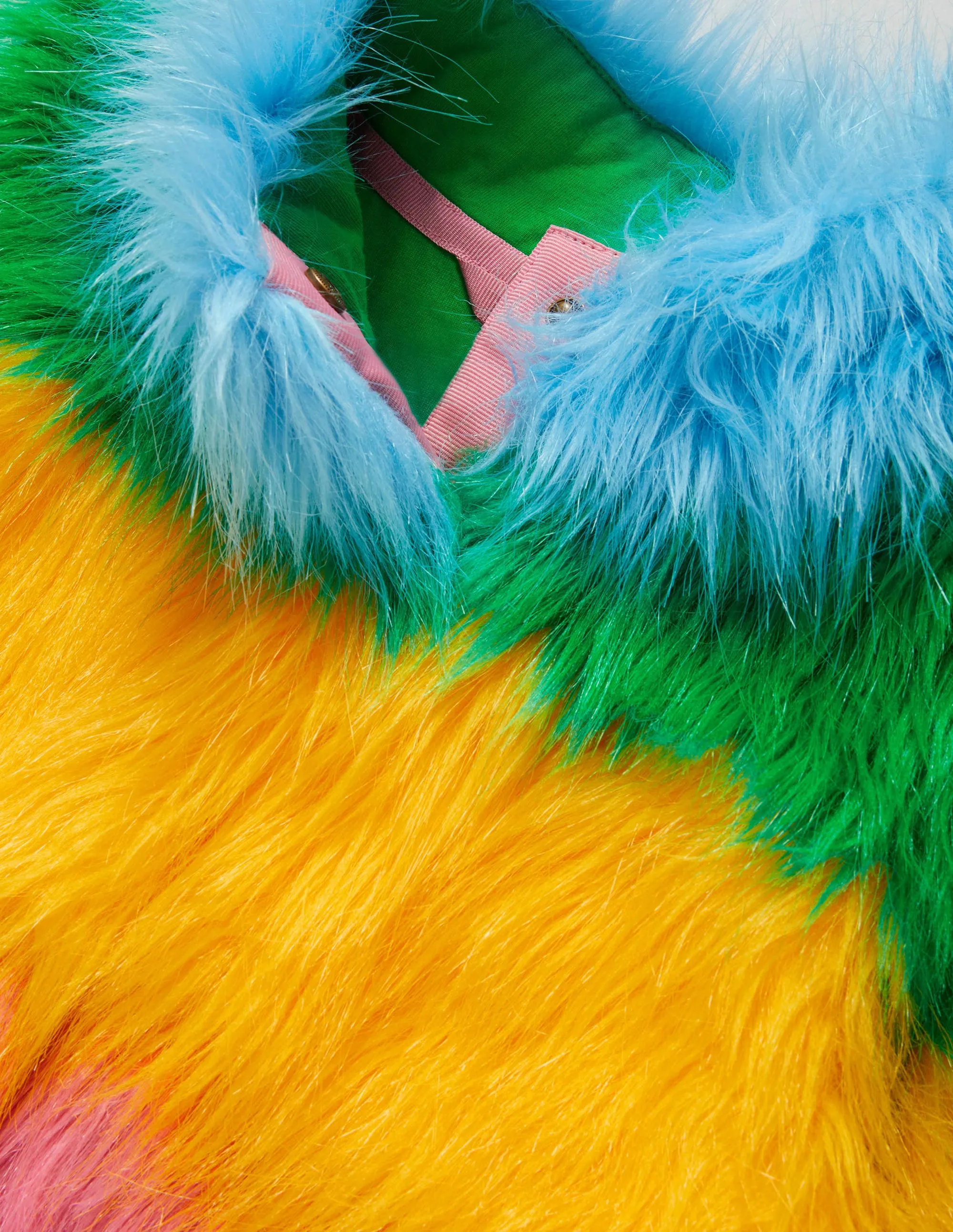 Faux Fur Gilet-Multi Rainbow
