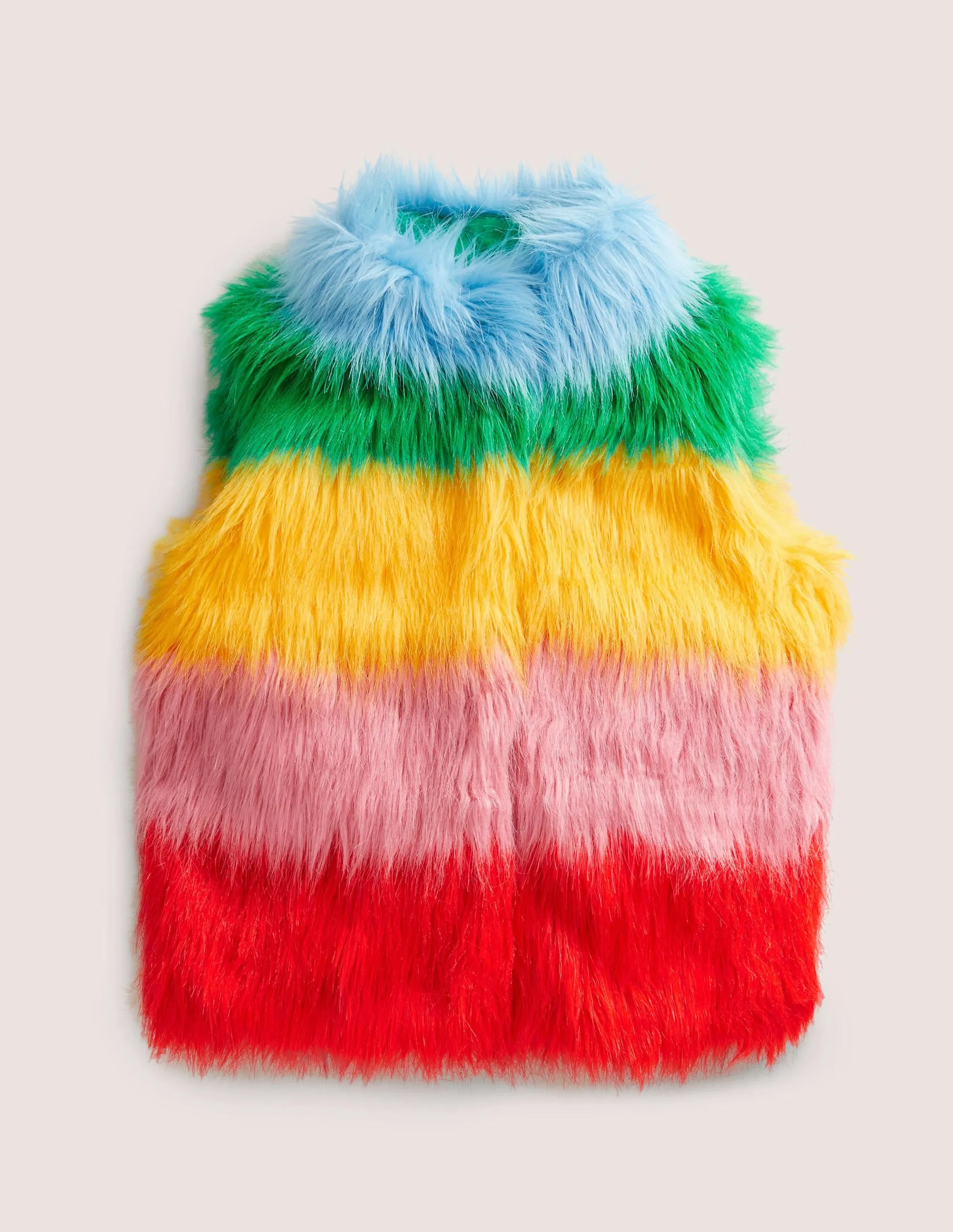 Faux Fur Gilet-Multi Rainbow