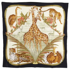 Ferragamo Vintage 1990's Safari Animals Silk Scarf
