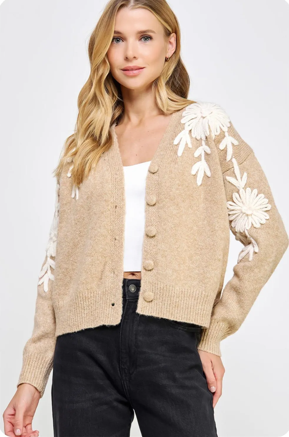 Floral Embroidered Cardigan