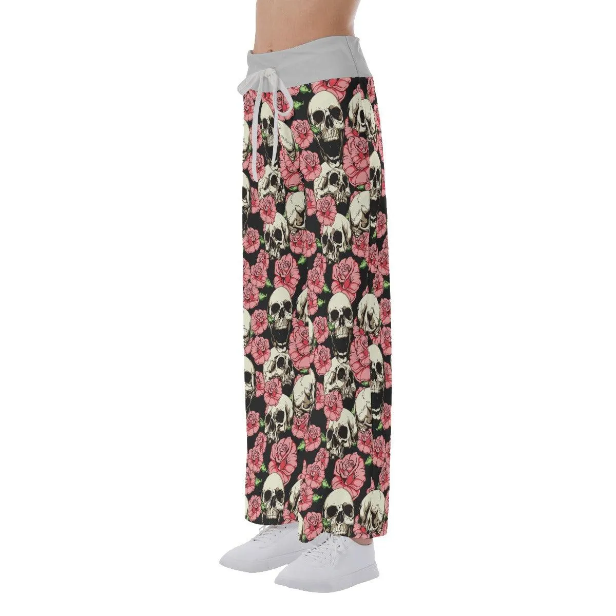 Flower Skull High-waisted Straight-leg Trousers
