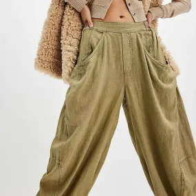 FREE PEOPLE - High Road Solid Barrel Pant - Python