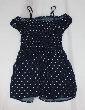 GEORGE NAVY POKADOT ROMPER GIRLS 10Y PRE-LOVED