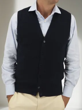 GILET BOTTONI BLU NOTTE 100% CASHMERE