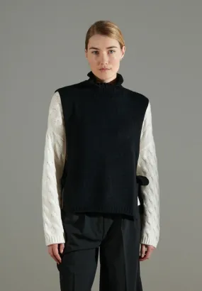 Gilet col montant cachemire 4 fils noir femme - NAMI 15