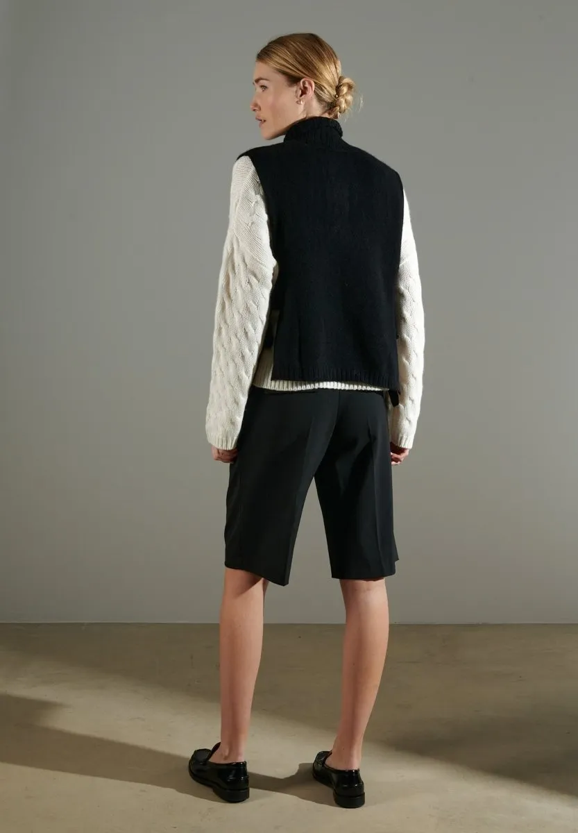 Gilet col montant cachemire 4 fils noir femme - NAMI 15