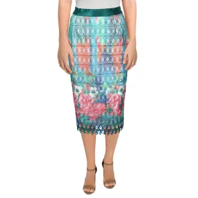 Gracia Womens Lace Midi Pencil Skirt