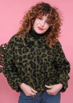 Green Leopard Borg Box Jacket