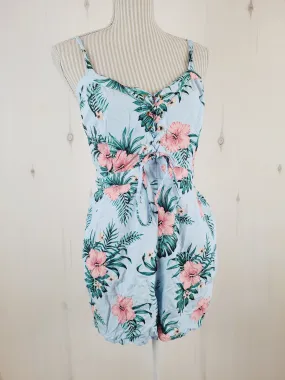 GUESS BLUE FLORAL ROMPER LADIES MEDIUM PRE-LOVED