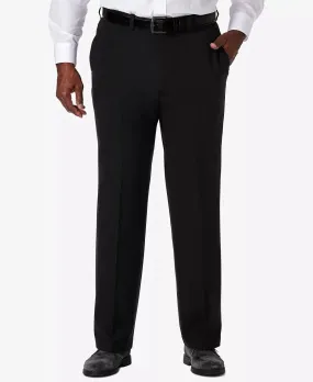 Haggar Mens Big Tall Classic Fit Expandable Waist Suit Dress Pants Black 44 x 29