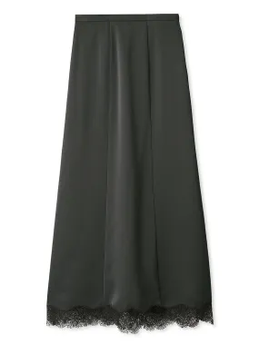 Hem Lace Satin Pencil Skirt