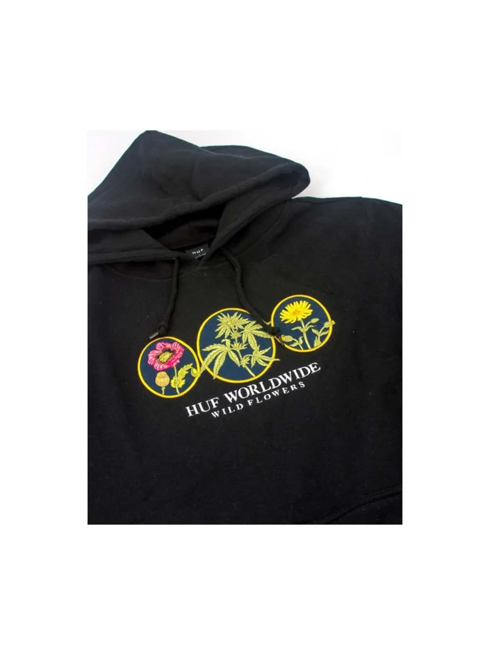Huf Worldwide Flowers 2  Pullover Hoodie Black PF00282