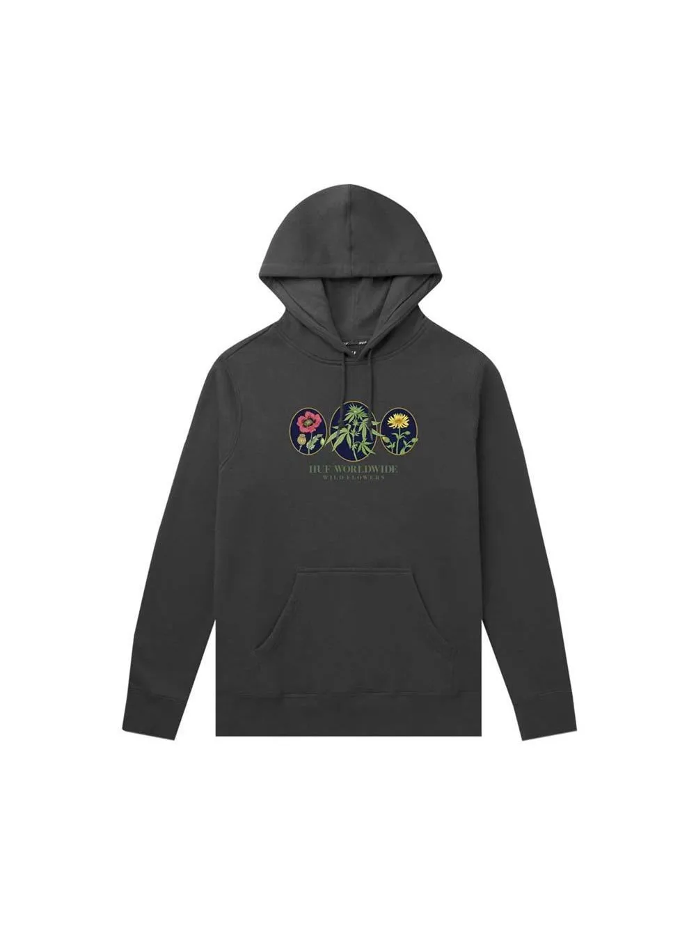 Huf Worldwide Flowers 2  Pullover Hoodie Black PF00282