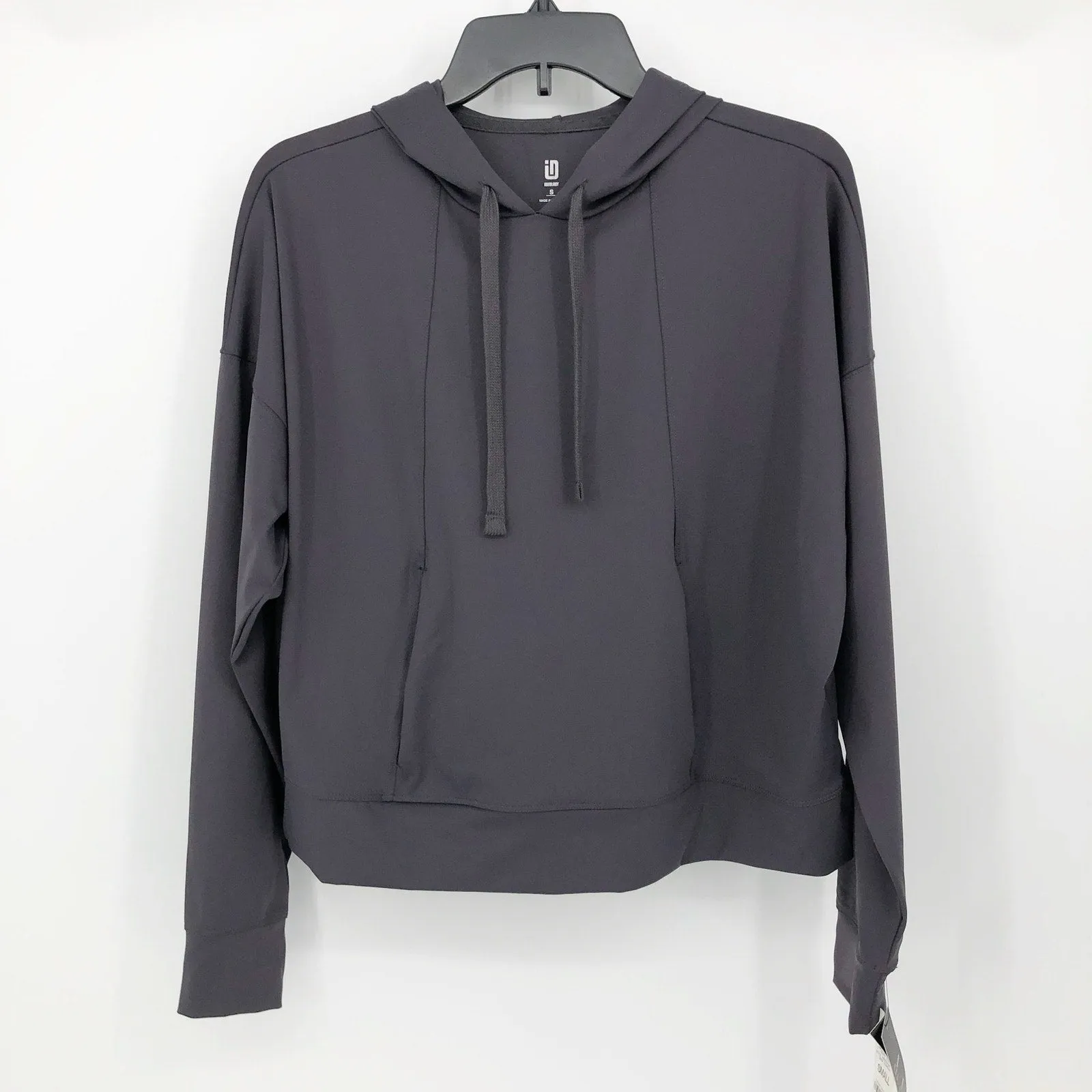 IDEOLOGY Womens Hoodie Small Grey Deep Charcoal
