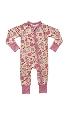In My Jammers Flamingo Zipper Romper