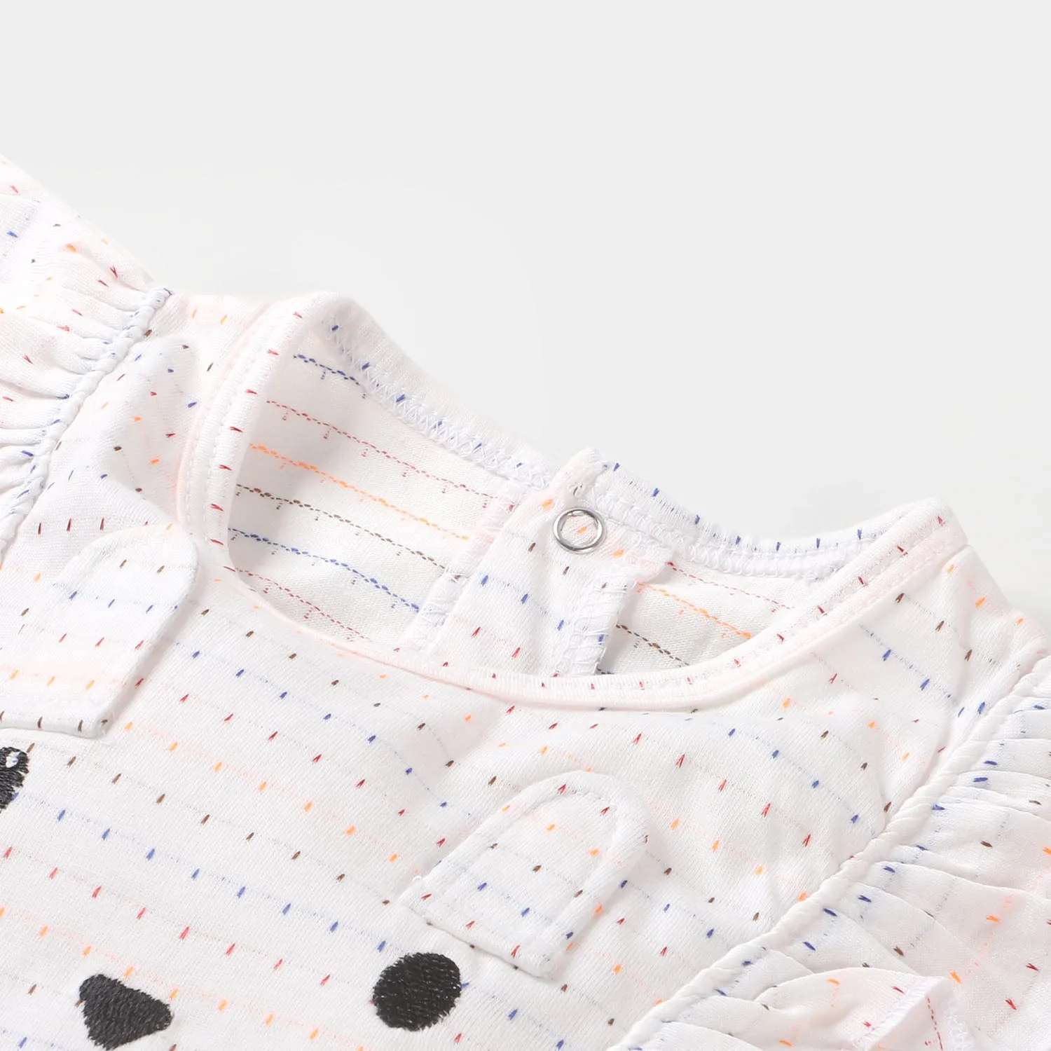 Infant Girls Knitted Romper Bunny Face  - Peach Melba